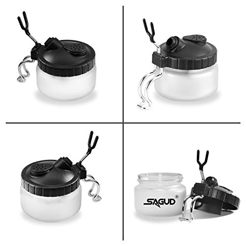 SAGUD Airbrush Cleaning Pot Strong Glass Jar Bottles Kit with Airbrush Holder Station - Image 3