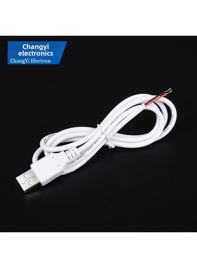 Usb Single-head Wire Two-core Four-core Peeling Power Cord Usb Single Male Semi-finished Product Extension Cord Data Cable Welding-Color:Usb To Four-core Cable - White (24awg)  - Image 4