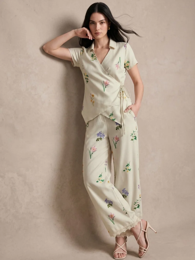 Outzidr  White Floral Printed Co-Ord Set for Women | Best Price UAE
