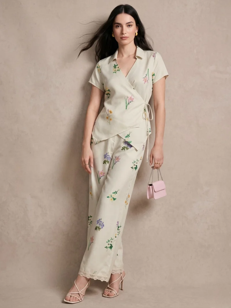 Outzidr  White Floral Printed Co-Ord Set for Women | Best Price UAE
