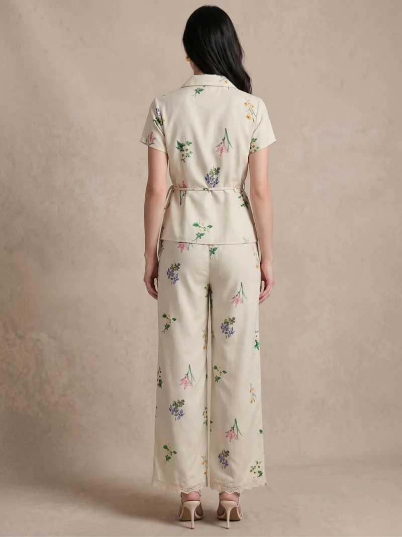 Outzidr  White Floral Printed Co-Ord Set for Women | Best Price UAE