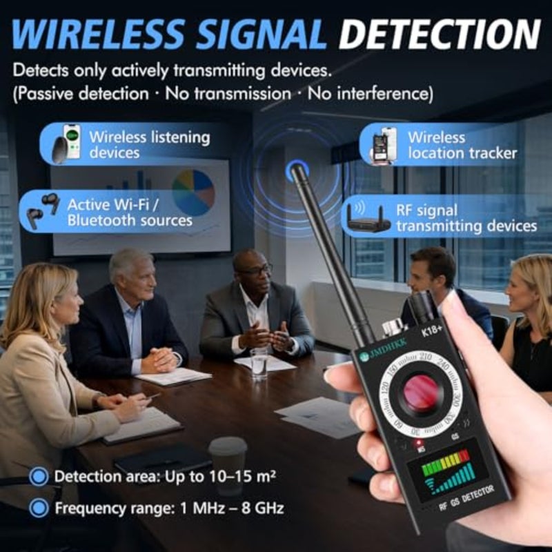 K18+ Hidden Camera Detector, Spy Camera Finder, Bug Detector, Magnetic Field Detector, Listening Device Detector Privacy Protection Tool for Home, Office, Hotel, and Travel Security Black - Image 4