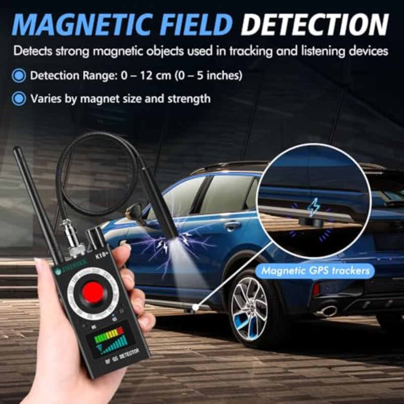 K18+ Hidden Camera Detector, Spy Camera Finder, Bug Detector, Magnetic Field Detector, Listening Device Detector Privacy Protection Tool for Home, Office, Hotel, and Travel Security Black - Image 3