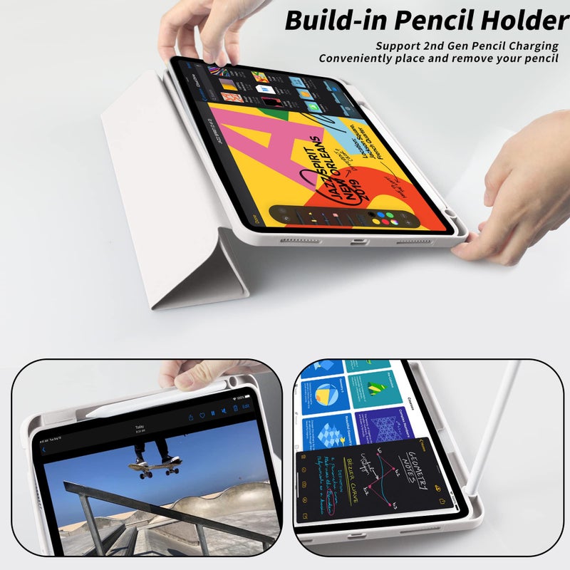 Aoub Case for iPad Air 11 inch M4/M3/M2 (2026/2025/2024), iPad Air 5th/4th Generation (2022/2020) 10.9-inch with Pencil Holder, Shockproof Cover with Soft TPU Back, Auto Sleep/Wake, Gray - Image 5