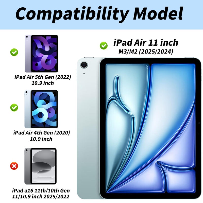 Aoub Case for iPad Air 11 inch M4/M3/M2 (2026/2025/2024), iPad Air 5th/4th Generation (2022/2020) 10.9-inch with Pencil Holder, Shockproof Cover with Soft TPU Back, Auto Sleep/Wake, Gray - Image 2