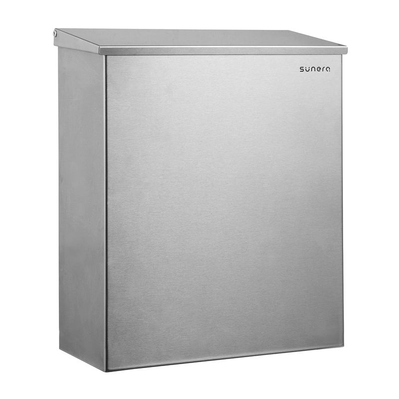 SUNERA Commercial Sanitary Napkin Receptacle Bin Wall Mount Feminine Hygiene Products Tampon & Waste Disposal Container 304 Stainless Steel Amercian Standard Brush Finish - Image 1