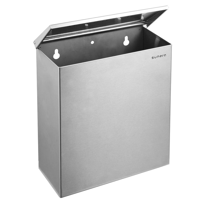 SUNERA Commercial Sanitary Napkin Receptacle Bin Wall Mount Feminine Hygiene Products Tampon & Waste Disposal Container 304 Stainless Steel Amercian Standard Brush Finish - Image 2