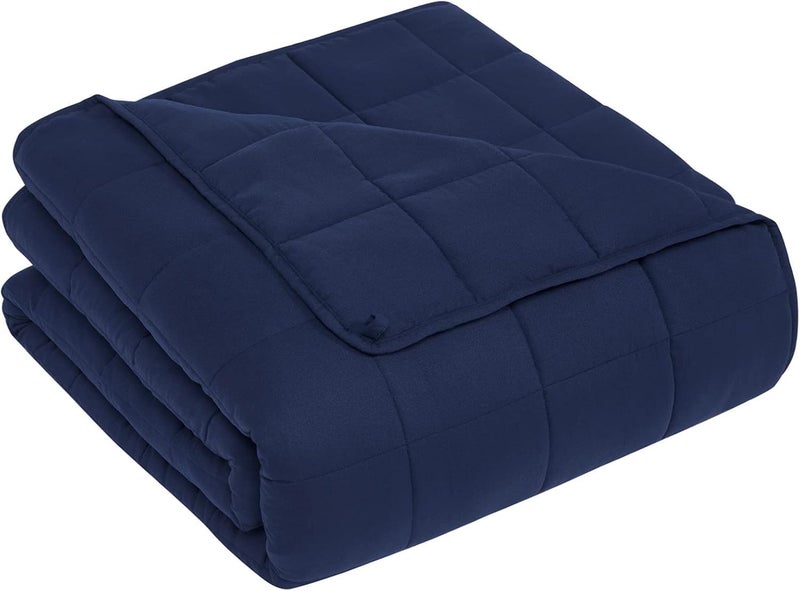 Weighted Blanket (5lbs, 36"x48", Navy Blue) Heavy Blanket for 40-60lbs, Weighted Blanket for Cooling & Heating with Premium Glass Beads, Thick Blanket All-Season