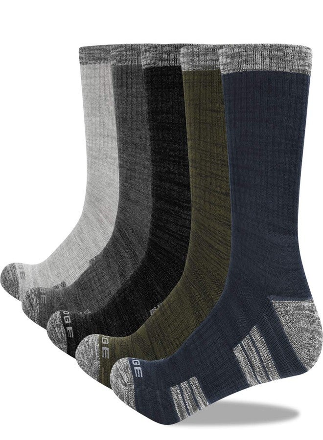 YUEDGE Mens Socks Black Moisture Wicking Cotton Cushioned Crew Socks Padded Anti-Odor Work Socks For Men Size 9-11, Multipack, 5 Pairs - Image 1