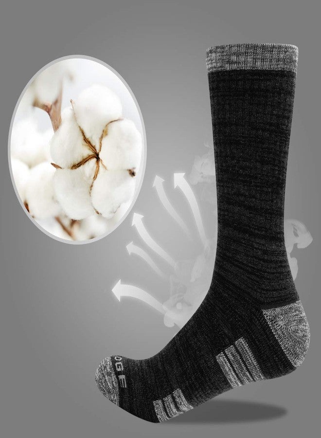 YUEDGE Mens Socks Black Moisture Wicking Cotton Cushioned Crew Socks Padded Anti-Odor Work Socks For Men Size 9-11, Multipack, 5 Pairs - Image 2