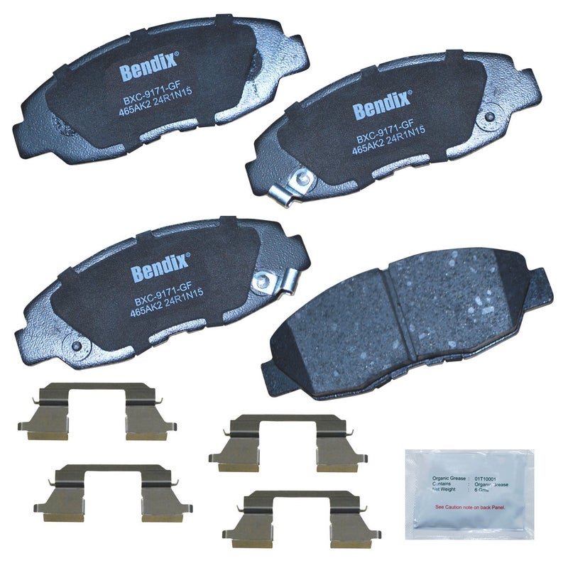 Bendix Premium Copper Free CFC465AK2 Ceramic Car Brake Pad (with Installation Hardware Front)