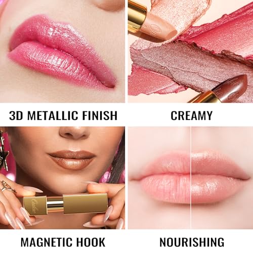Oulac Purple Lipstick for Women with Metallic 3D Shine Lightweight Hydrating Formula High Impact Lip Color Vegan Beauty Full Coverage Lip Makeup Christmas Gifts for Women Sugar Plum 04 - Image 5
