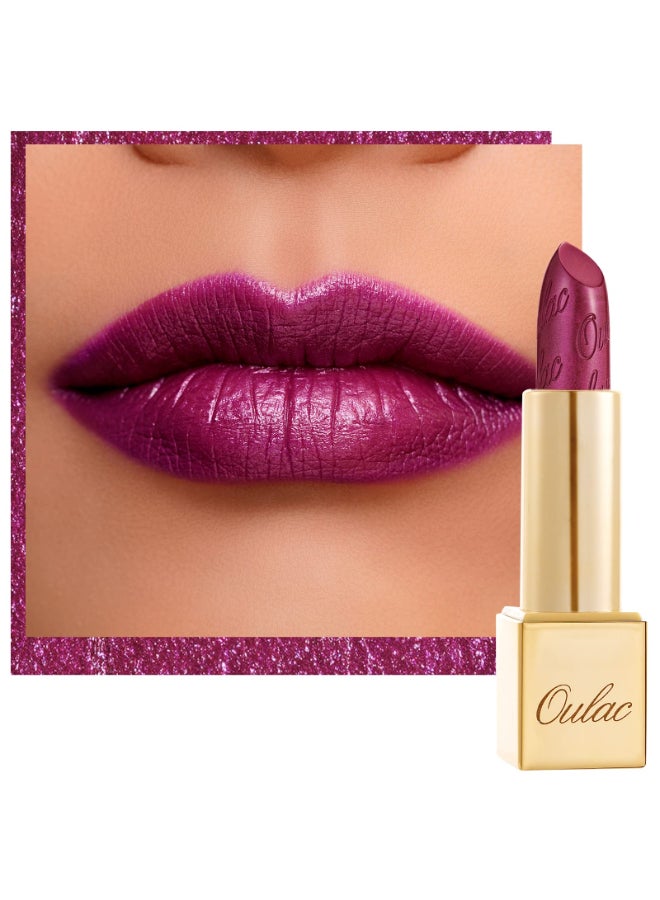 Oulac Purple Lipstick for Women with Metallic 3D Shine Lightweight Hydrating Formula High Impact Lip Color Vegan Beauty Full Coverage Lip Makeup Christmas Gifts for Women Sugar Plum 04 - Image 3