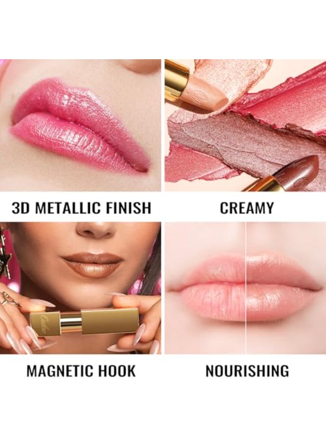 Oulac Purple Lipstick for Women with Metallic 3D Shine Lightweight Hydrating Formula High Impact Lip Color Vegan Beauty Full Coverage Lip Makeup Christmas Gifts for Women Sugar Plum 04 - Image 4