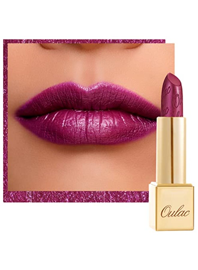 Oulac Purple Lipstick for Women with Metallic 3D Shine Lightweight Hydrating Formula High Impact Lip Color Vegan Beauty Full Coverage Lip Makeup Christmas Gifts for Women Sugar Plum 04 - Image 1