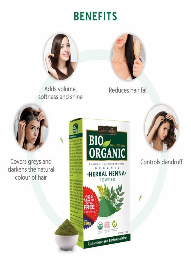 INDUS VALLEY Bio Organic Herbal Henna Powder (200g + 50g=250g) - Green - Image 4