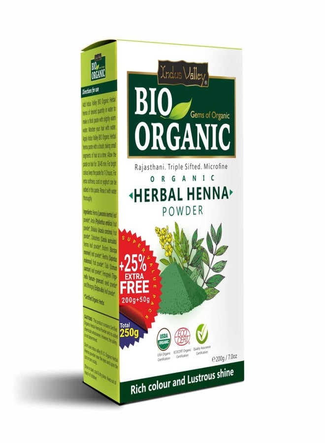 INDUS VALLEY Bio Organic Herbal Henna Powder (200g + 50g=250g) - Green - Image 1