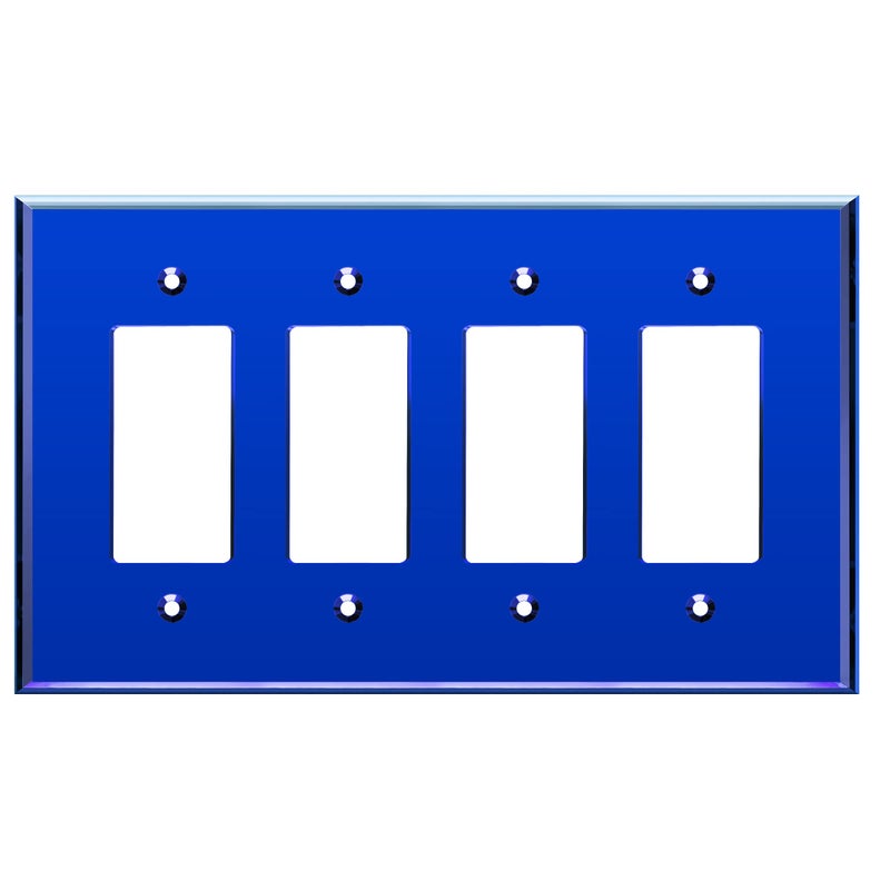 LIDER Reflective Decorator Wall Plate Mirrored Light Switch Plate Plexiglass Outlet Cover Oversized 4Gang 525 x 888 LWP34OABL Acrylic Mirror Glass Blue 1Pack - Image 2