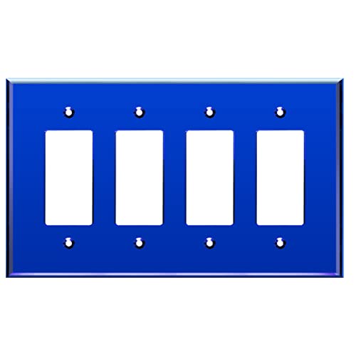 LIDER Reflective Decorator Wall Plate Mirrored Light Switch Plate Plexiglass Outlet Cover Oversized 4Gang 525 x 888 LWP34OABL Acrylic Mirror Glass Blue 1Pack - Image 1
