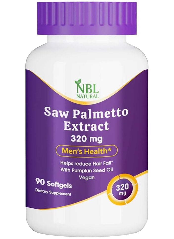 NBL Natural Saw Palmetto Extract 320 mg with Pumpkin Seed Oil, 90 Softgels  - Image 1