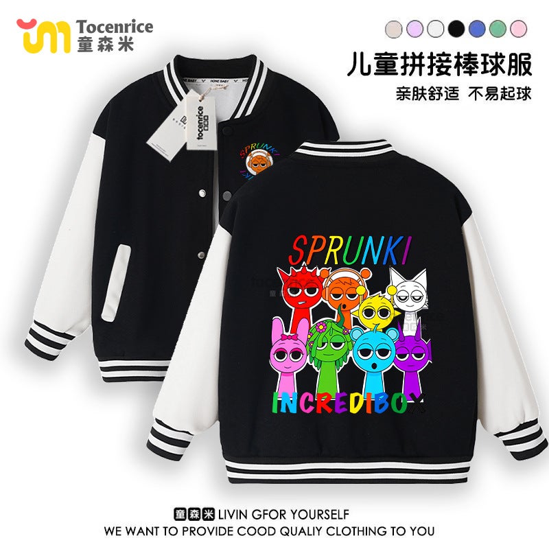 Rhythm Box Clothes Sprunki Music Surrounding Children'S Baseball Clothes Children'S Clothes Long Sleeve Printed Jacket Ins - Image 3