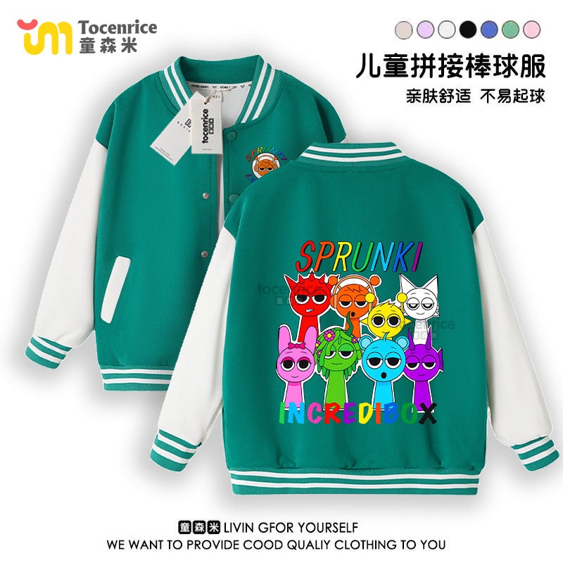 Rhythm Box Clothes Sprunki Music Surrounding Children'S Baseball Clothes Children'S Clothes Long Sleeve Printed Jacket Ins - Image 4