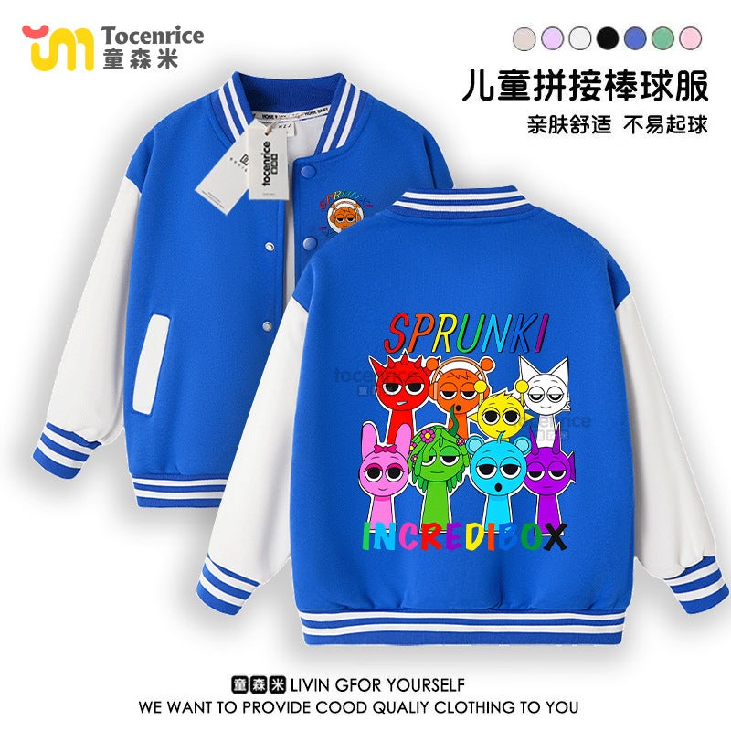 Rhythm Box Clothes Sprunki Music Surrounding Children'S Baseball Clothes Children'S Clothes Long Sleeve Printed Jacket Ins - Image 2