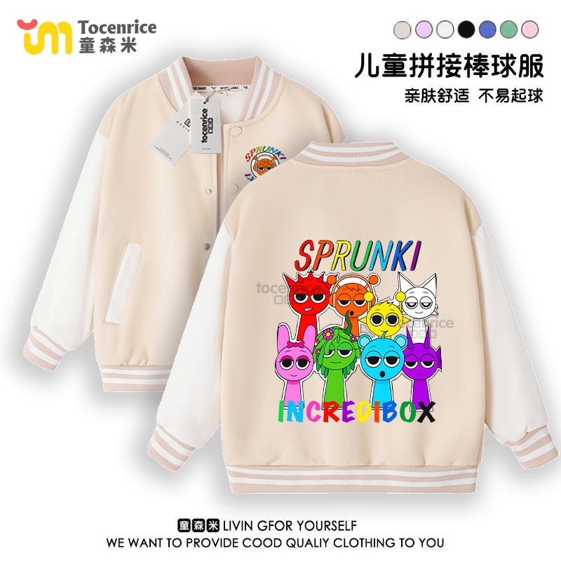 Rhythm Box Clothes Sprunki Music Surrounding Children'S Baseball Clothes Children'S Clothes Long Sleeve Printed Jacket Ins - Image 5