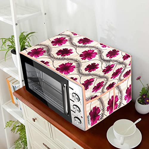 E-Retailer® Polyester 3-Layered Microwave Oven Top Cover With 4 Utility Pockets Suitable for Upto 30 Liter (Color- Red, Size-36x14 Inches) - Image 1
