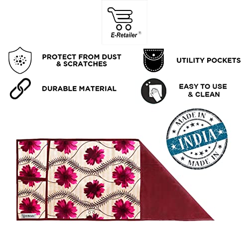 E-Retailer® Polyester 3-Layered Microwave Oven Top Cover With 4 Utility Pockets Suitable for Upto 30 Liter (Color- Red, Size-36x14 Inches) - Image 4