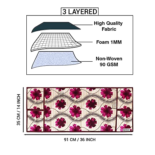 E-Retailer® Polyester 3-Layered Microwave Oven Top Cover With 4 Utility Pockets Suitable for Upto 30 Liter (Color- Red, Size-36x14 Inches) - Image 3