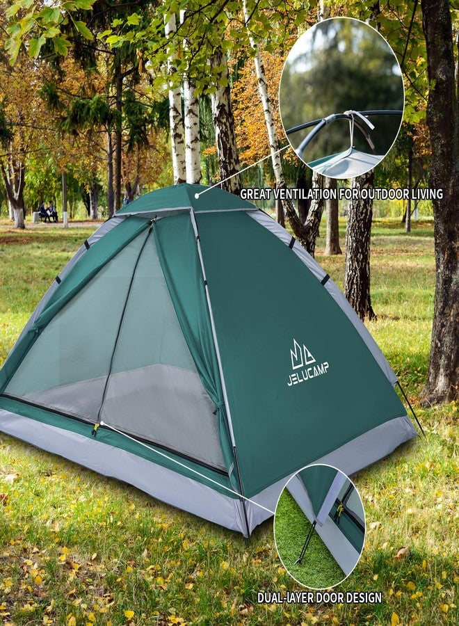 JELUCAMP 1/2 Person Dome Tents for Camping, Lightweight Portable Single Backpacking Tent, Small Easy Setup Outdoor Waterproof Camping Hiking Tent for Adults, 2 Person Tent, Dark Green - Image 5