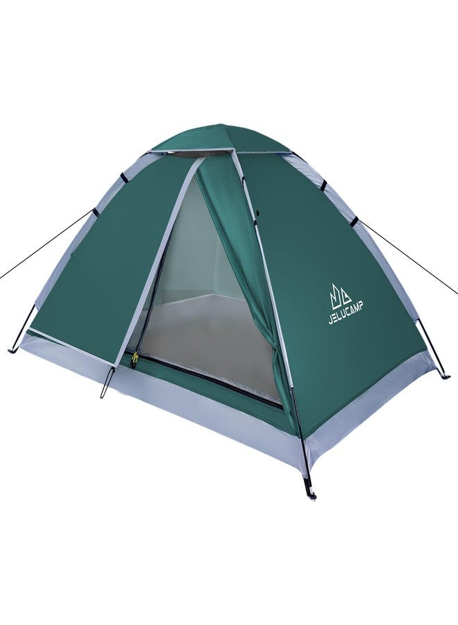 JELUCAMP 1/2 Person Dome Tents for Camping, Lightweight Portable Single Backpacking Tent, Small Easy Setup Outdoor Waterproof Camping Hiking Tent for Adults, 2 Person Tent, Dark Green - Image 1