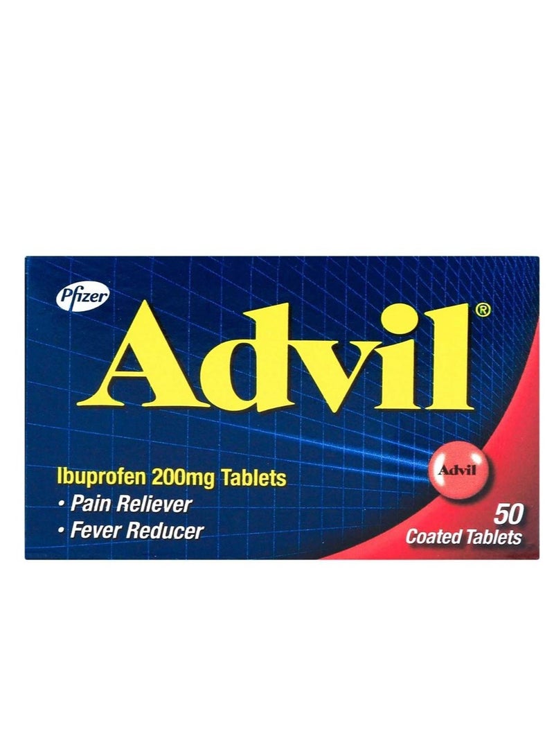 Advil Ibuprofen Pain Reliever And Fever Reducer 200 Mg 50 Coated Tablets