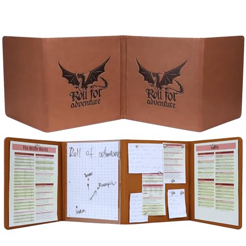 Luazuri DND DM Screen 5e Dungeon Master Screen Deluxe Leather 4Panel Customizable Magnetic Panel Game Master Screen with Magnetic Stickers for Dungeons and Dragon Pathfinder - Image 1