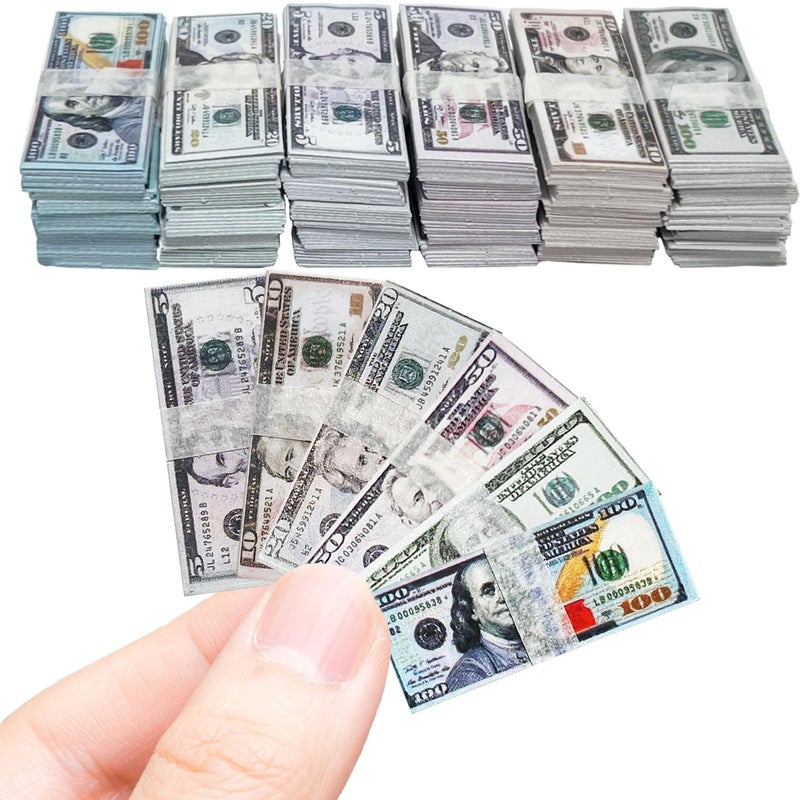 LUFEEMGA 600PCS 112 Miniature Dollar Bills Set Old Tiny Mixed Denominations Money for Mini House New - Image 3