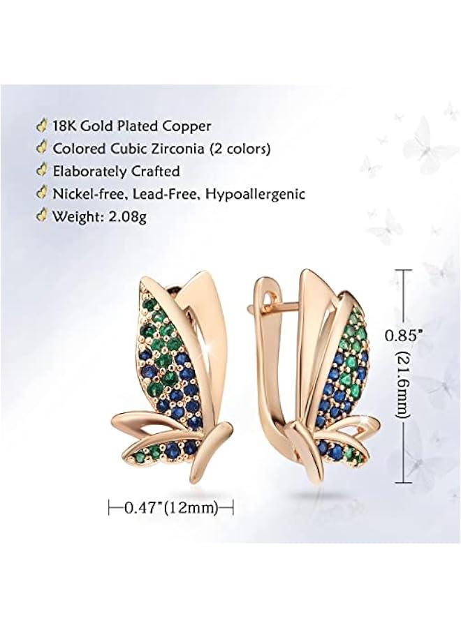 18K Gold Earrings for Women Trendy, Butterfly Earrings for Women Gold Hoop Earrings, Gold Butterfly Earrings Hypoallergenic Stud - Image 3