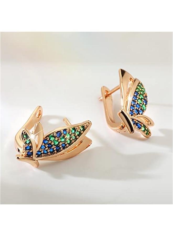 18K Gold Earrings for Women Trendy, Butterfly Earrings for Women Gold Hoop Earrings, Gold Butterfly Earrings Hypoallergenic Stud - Image 4