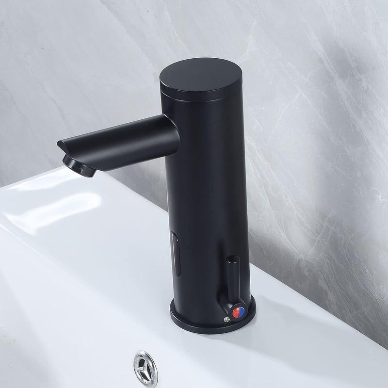 HOOMEE Automatic Touchless Bathroom Sink Faucet Motion Activated Sensor Hands Free Auto Off 1 Hole Commercial Infrared Brass Basin Faucets Adjustable Cold Hot Single Handle Water Mixer Matte Black - Image 3