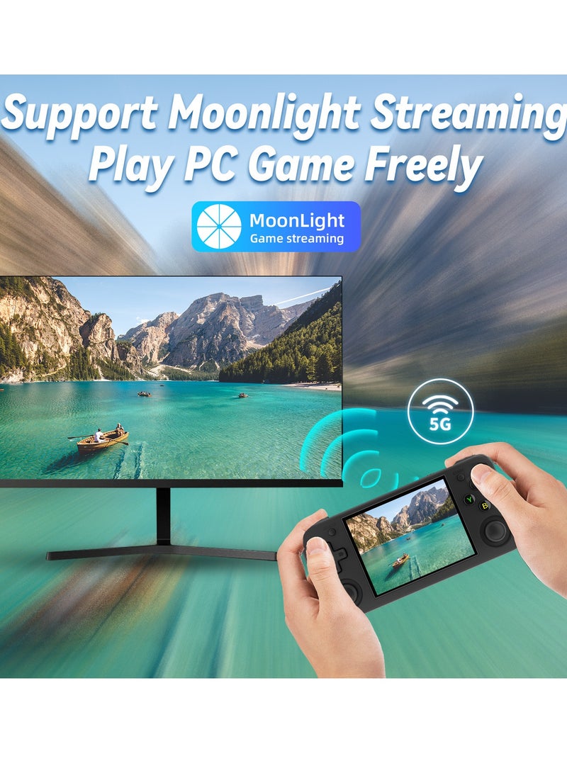 ANBERNIC  RG35XX H Retro Handheld Game Console, 3.5 Inch IPS Screen Linux System Built-in 64G TF Card 5528 Games Support HDMI TV Output 5G WiFi Bluetooth 4.2 (Black) - Image 5