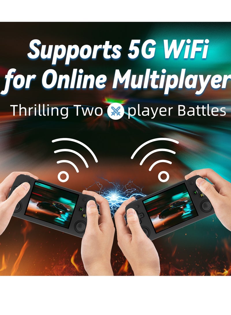 ANBERNIC  RG35XX H Retro Handheld Game Console, 3.5 Inch IPS Screen Linux System Built-in 64G TF Card 5528 Games Support HDMI TV Output 5G WiFi Bluetooth 4.2 (Black) - Image 3