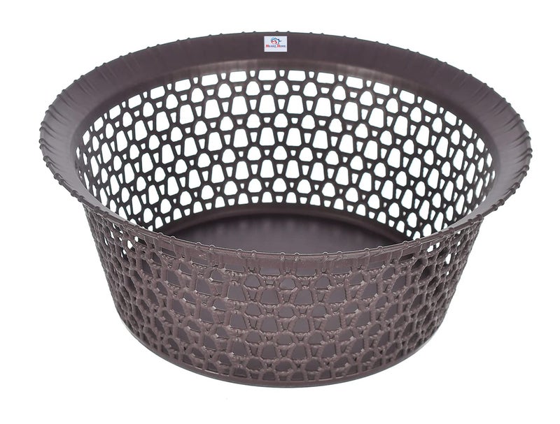 Kuber Industries Heart Home Multipurposes Round Plastic Basket, Organizer For Kitchen, Countertops, Cabinets, Bathrooms- Set of 3 (Brown) -46HH04 - Image 4