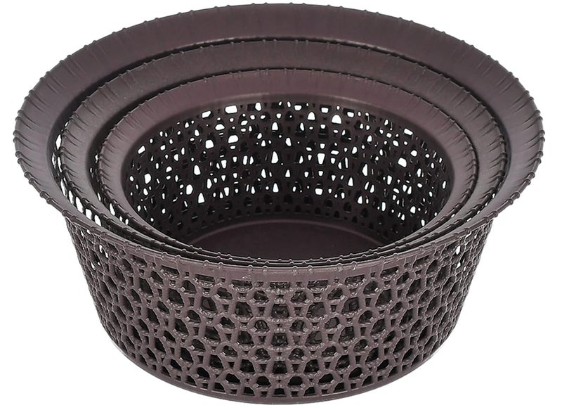 Kuber Industries Heart Home Multipurposes Round Plastic Basket, Organizer For Kitchen, Countertops, Cabinets, Bathrooms- Set of 3 (Brown) -46HH04 - Image 2