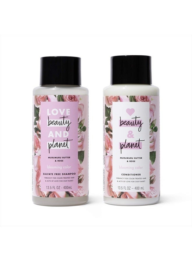 love beauty and planet Shampoo & Conditioner Murumuru Butter & Rose 2 Count for Color-Treated Hair Shampoo and Conditioner Silicone Free, Paraben Free and Vegan 13.5 oz - Image 3