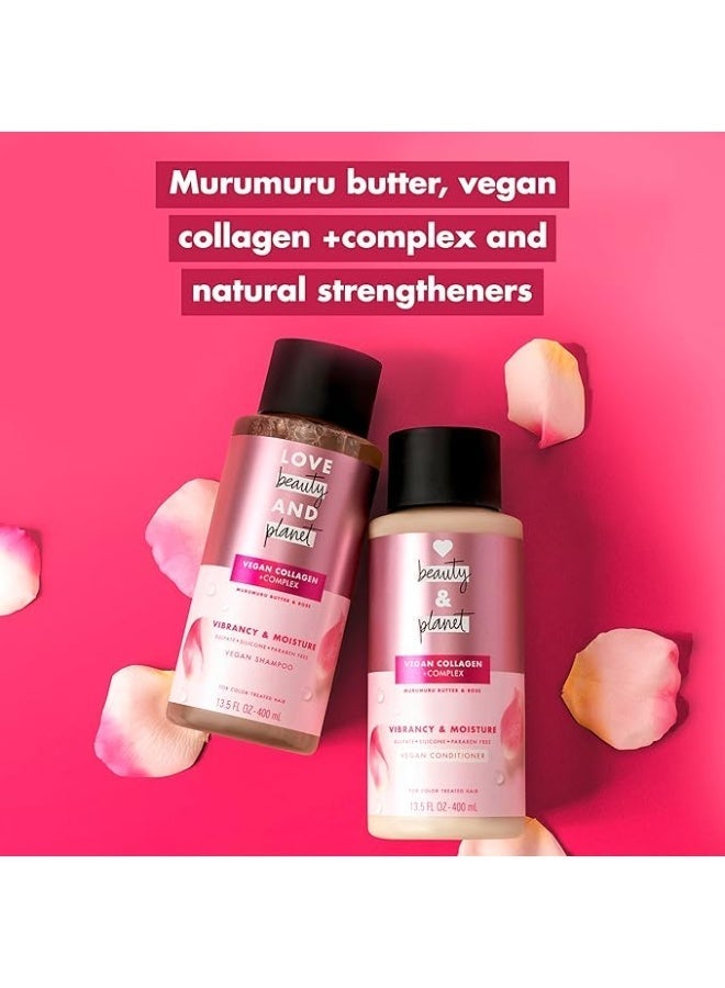 love beauty and planet Shampoo & Conditioner Murumuru Butter & Rose 2 Count for Color-Treated Hair Shampoo and Conditioner Silicone Free, Paraben Free and Vegan 13.5 oz - Image 2