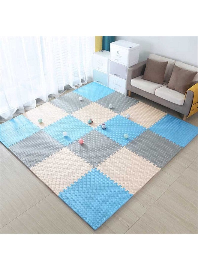 سيجناترون أرضيات سيجناترون المتشابكة || سجادة لعب متشابكة للأطفال || سجادة متاجر || أرضيات منازل || سجادات لعب للأطفال || سمك ١٢ مم (٨ بلاطات - ٣٢ قدمًا مربعًا، أزرق - رمادي - أبيض) - Image 2