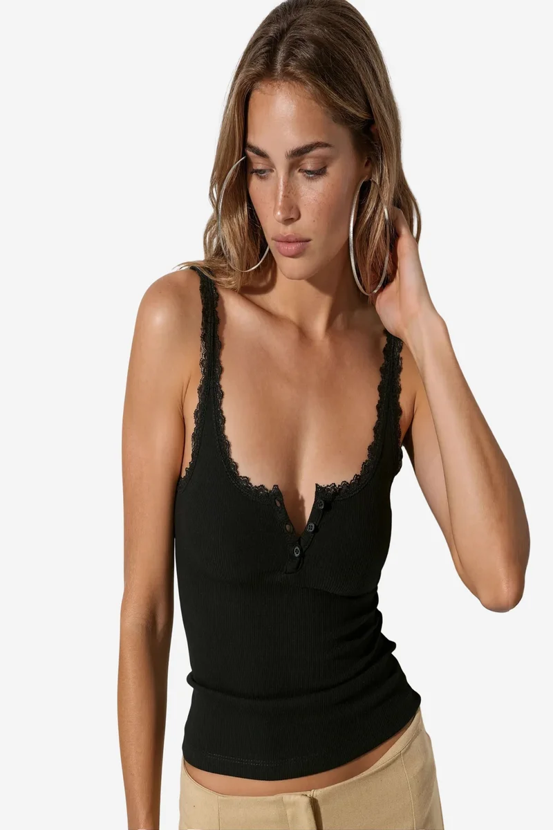 BUSEM Fitted Lace-trim Cami Top