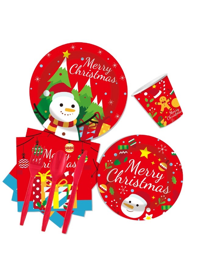 92PCS Christmas Paper Plates & Napkins - Santa Claus & Tree Theme Party Supplies - Disposable Paper Tableware for 10 Guests - Image 3