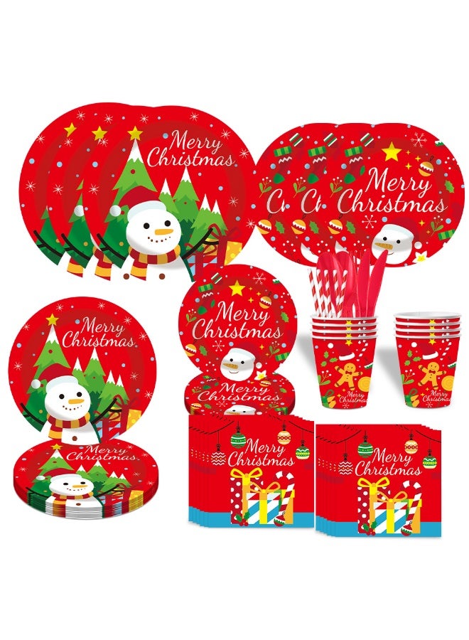 92PCS Christmas Paper Plates & Napkins - Santa Claus & Tree Theme Party Supplies - Disposable Paper Tableware for 10 Guests - Image 4