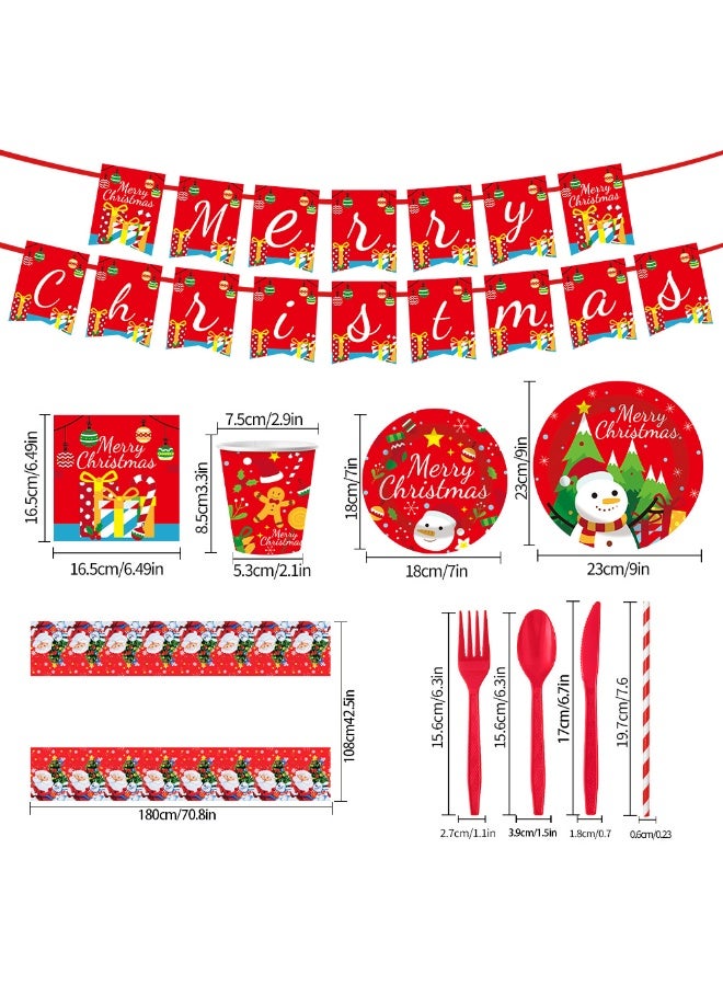 92PCS Christmas Paper Plates & Napkins - Santa Claus & Tree Theme Party Supplies - Disposable Paper Tableware for 10 Guests - Image 2